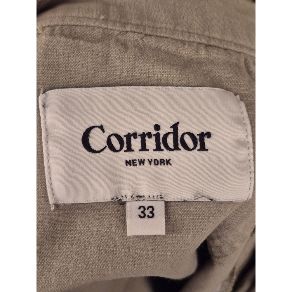 Corridor NY Mens Khaki Tan Cotton Flat Front Casual Shorts Patch Pockets Sz 33 - Picture 10 of 15